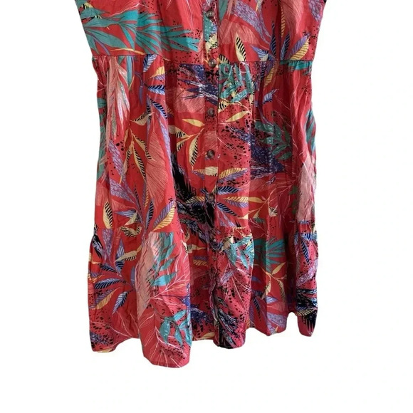 Beachlunchlounge Tropical Mini Dress Braided Straps Colorful Button Front XXL - Picture 6 of 14